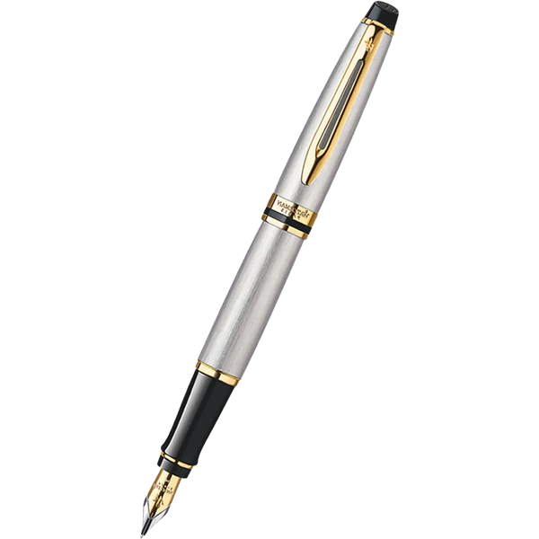 Waterman Expert Fountain Pen - Stainless Steel - Gold Trim-Pen Boutique Ltd