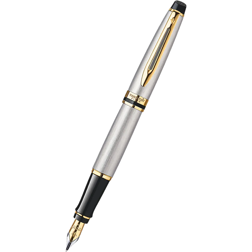 Waterman Expert Fountain Pen - Stainless Steel - Gold Trim-Pen Boutique Ltd