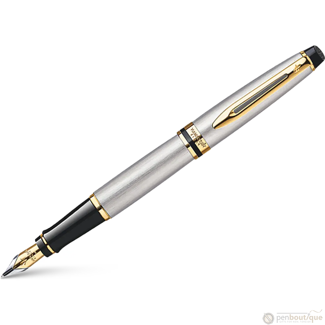 Waterman Expert Fountain Pen - Stainless Steel - Gold Trim-Pen Boutique Ltd