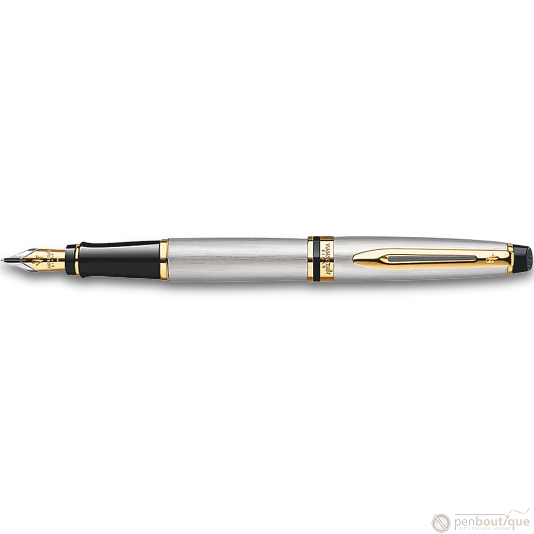 Waterman Expert Fountain Pen - Stainless Steel - Gold Trim-Pen Boutique Ltd