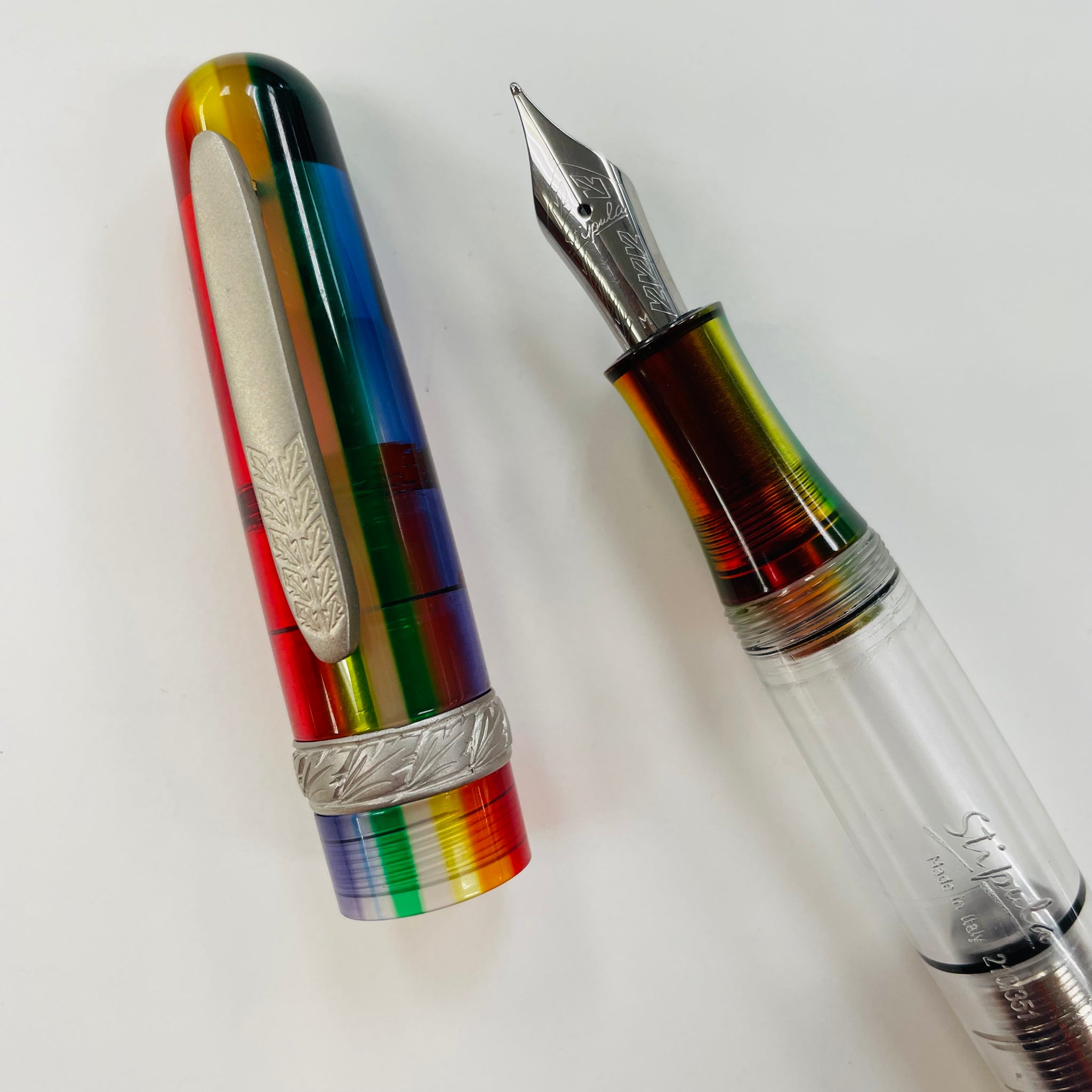 Stipula Etruria Rainbow Fountain Pen - Prisma Di Luce - Stainless Stee - Pen  Boutique Ltd