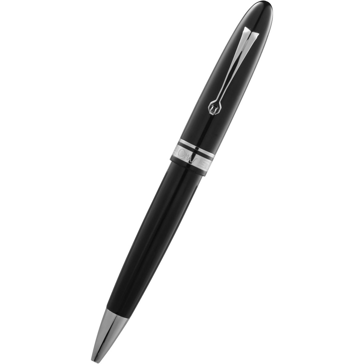 Omas Ogiva Ballpoint Pen - Nera - Silver Trim-Pen Boutique Ltd