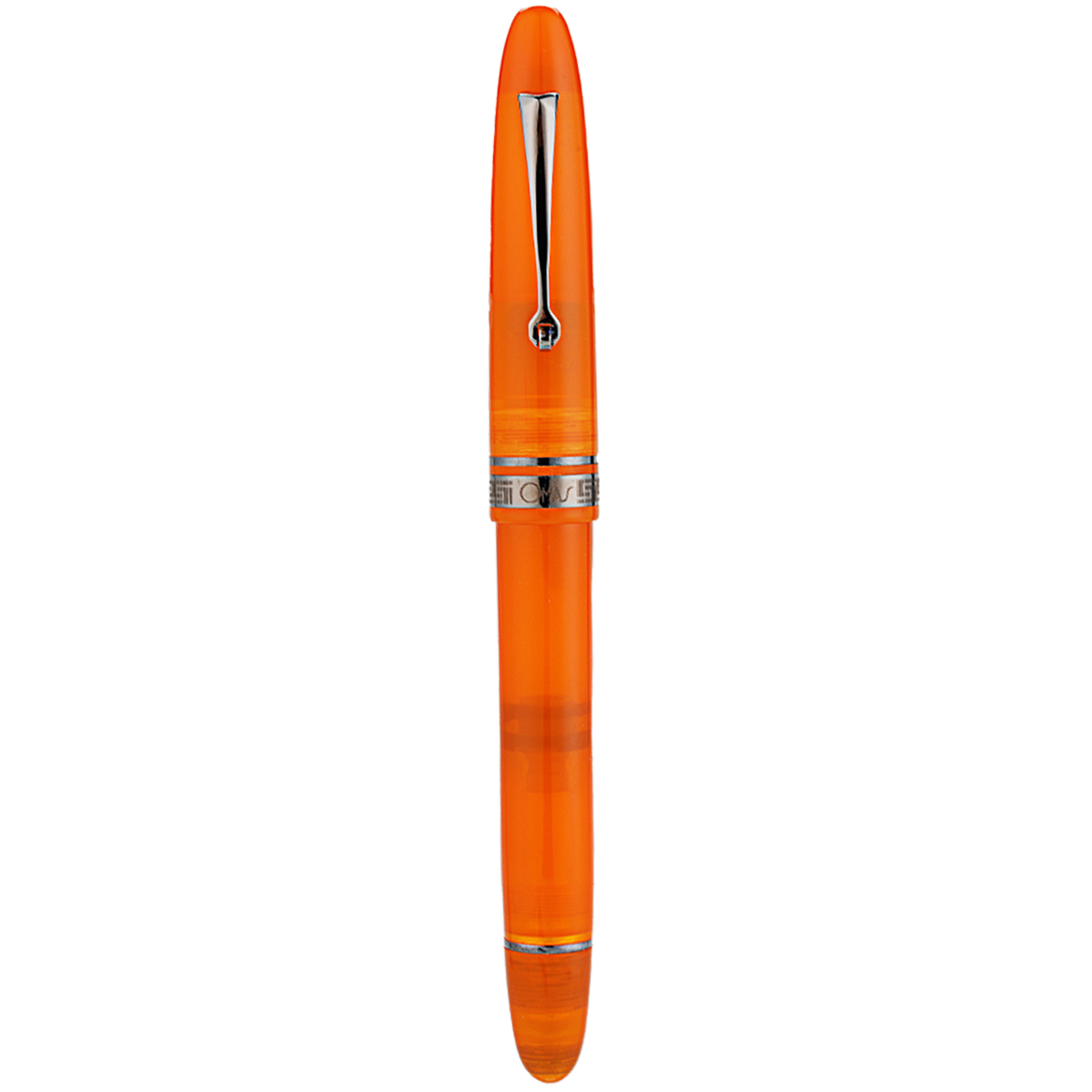 Omas Ogiva Ballpoint Pen - Arancione - Silver Trim-Pen Boutique Ltd