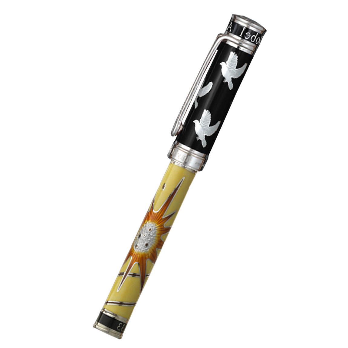 David Oscarson Alfred Bernhard Nobel Rollerball Pen - Black Silver w/ Yellow Barrel-Pen Boutique Ltd