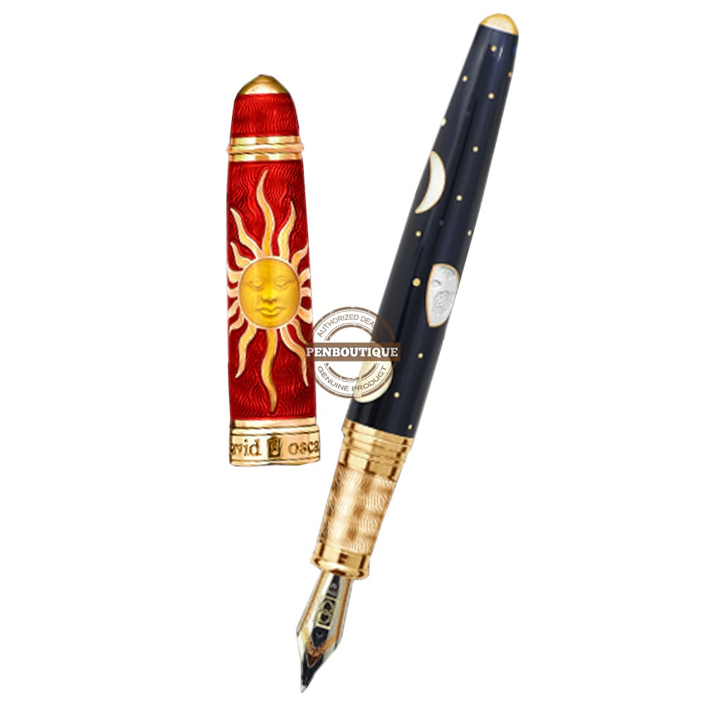 David Oscarson Celestial Fountain Pen - Limited Edition - Fire Red Golden Yellow-Pen Boutique Ltd