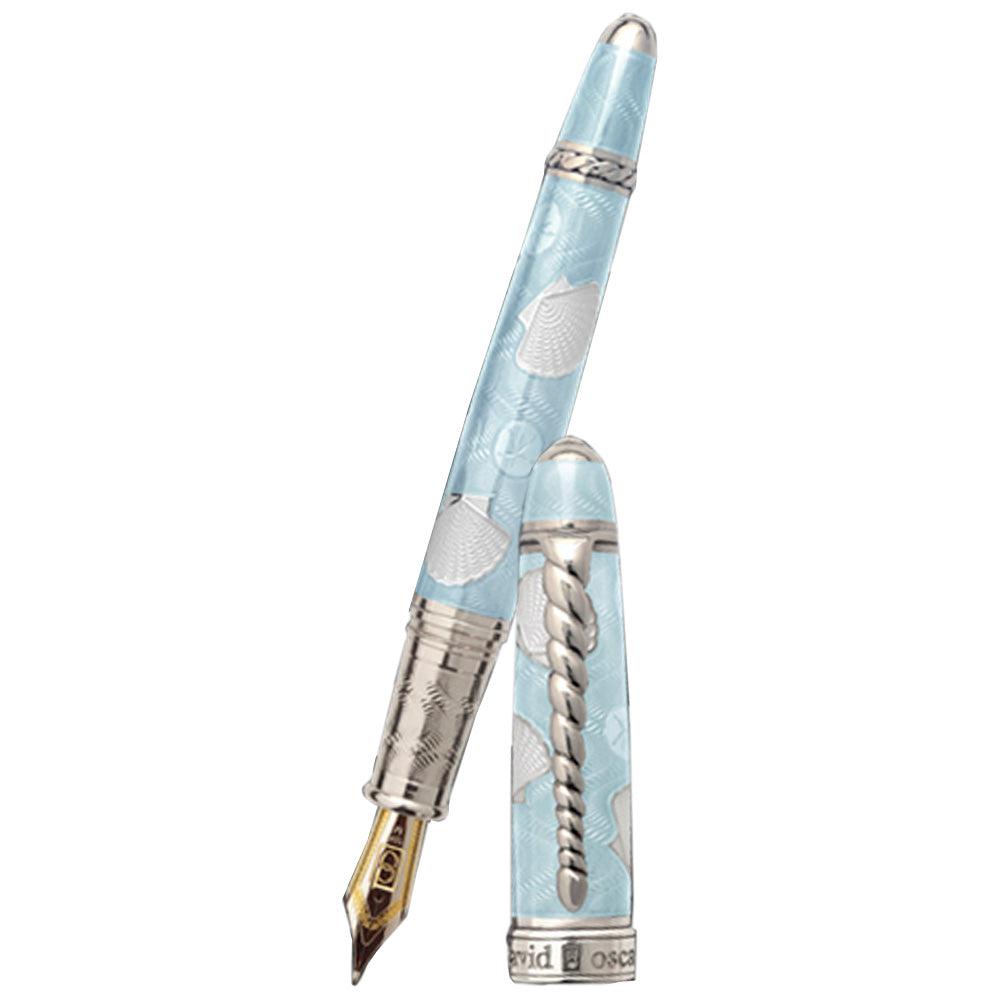 David Oscarson Seaside Fountain Pen - Limited Edition - Aquamarine/White-Pen Boutique Ltd