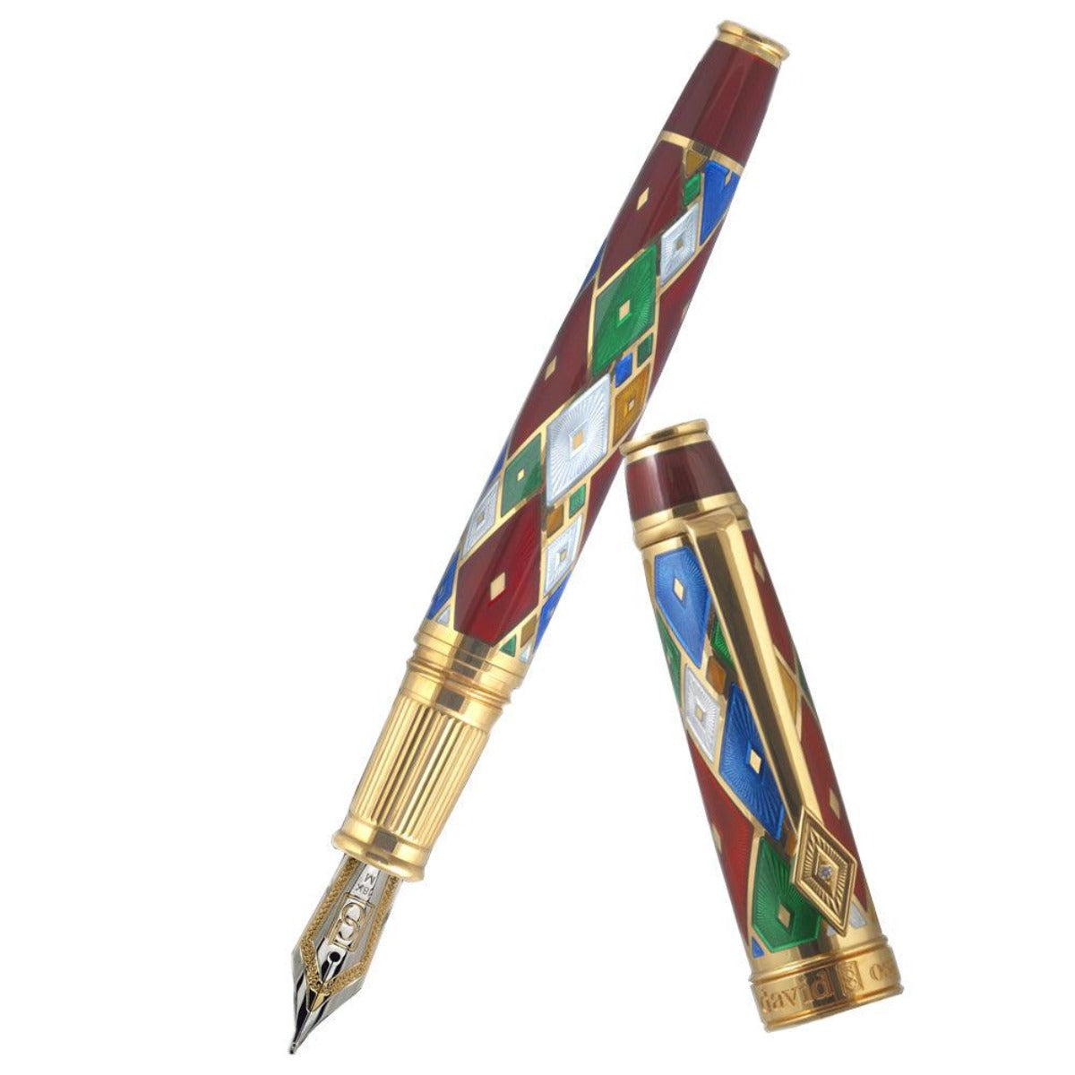 David Oscarson Harlequin Fountain Pen - Ruby Red-Pen Boutique Ltd