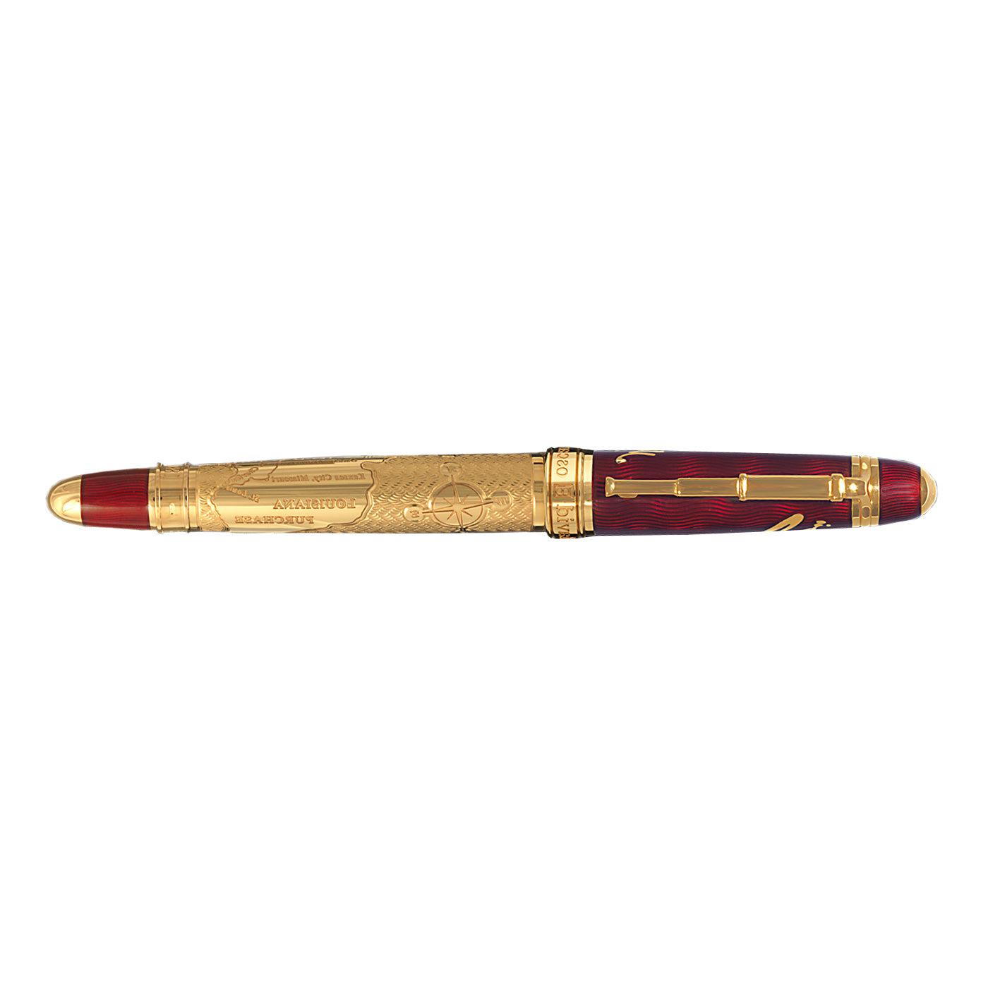 David Oscarson Meriwether Lewis Rollerball Pen - Ruby Red Gold Vermeil-Pen Boutique Ltd