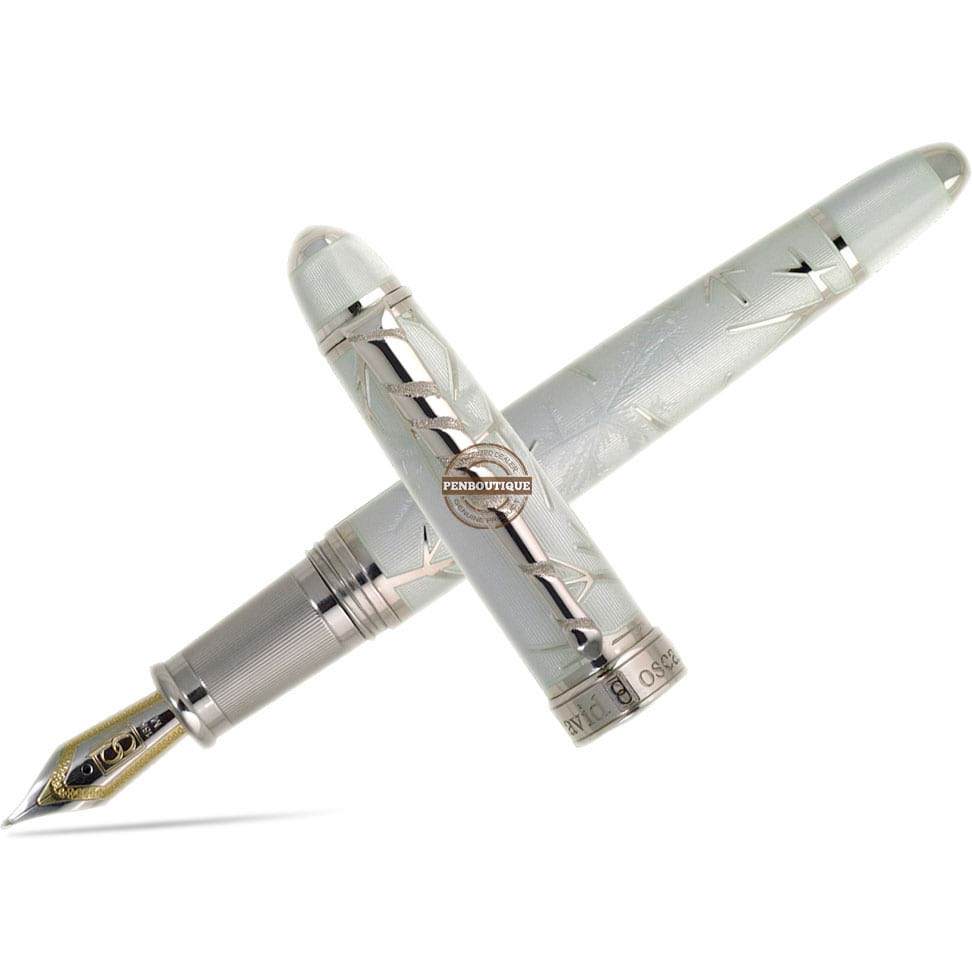 David Oscarson Winter Fountain Pen - Limited Edition - Rhodium Trim - White-Pen Boutique Ltd