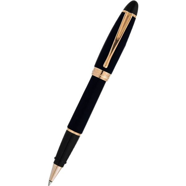 Aurora Ipsilon Rollerball Pen - Satin Black - Rose Gold Trim-Pen Boutique Ltd