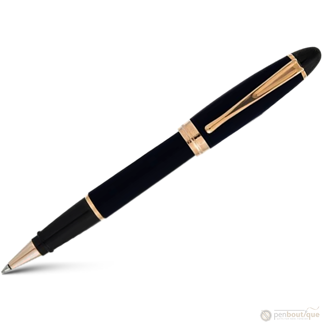 Aurora Ipsilon Rollerball Pen - Satin Black - Rose Gold Trim-Pen Boutique Ltd