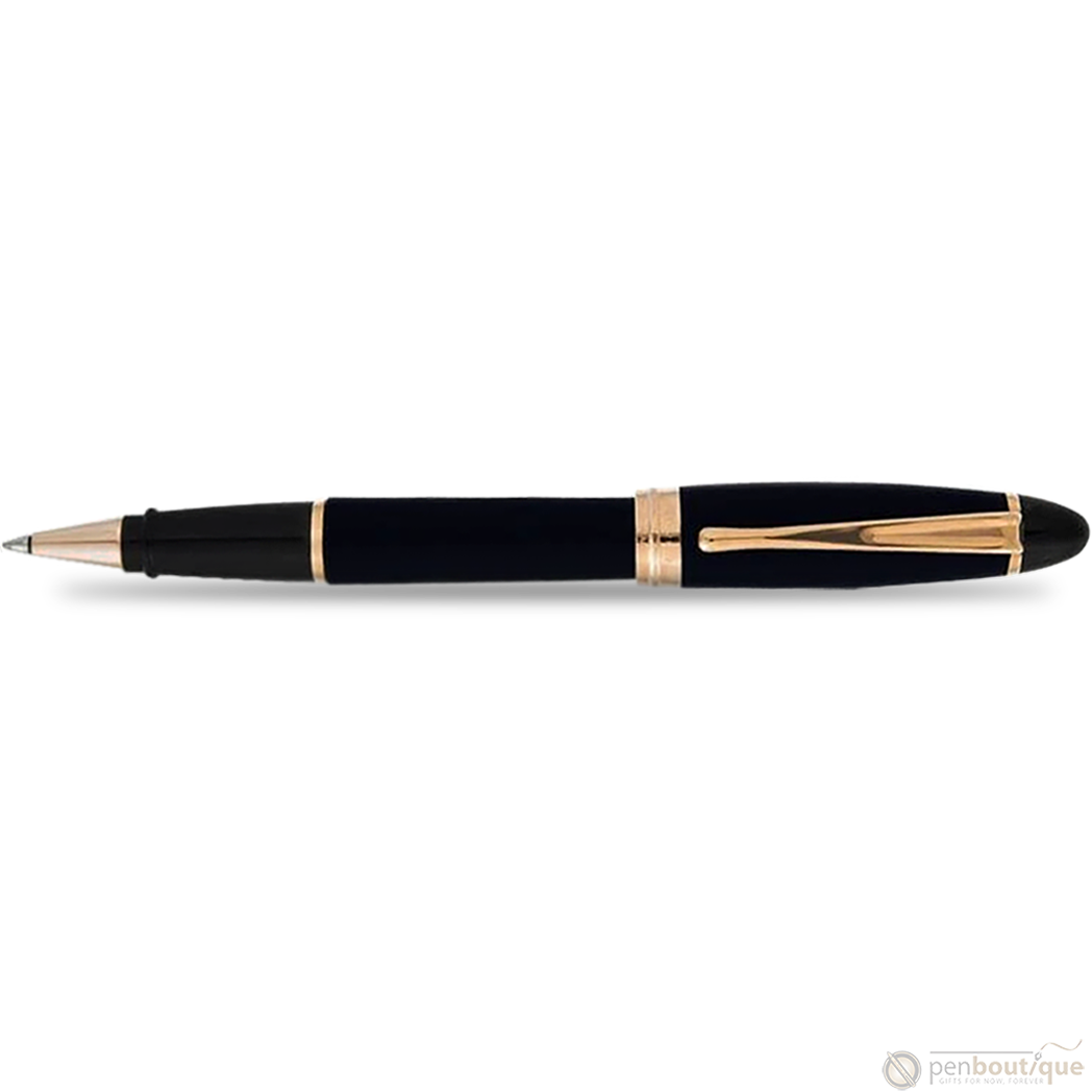 Aurora Ipsilon Rollerball Pen - Satin Black - Rose Gold Trim-Pen Boutique Ltd