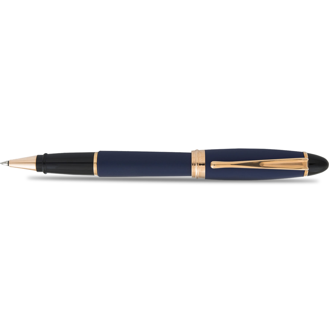 Aurora Ipsilon Rollerball Pen - Satin Blue - Rose Gold Trim-Pen Boutique Ltd