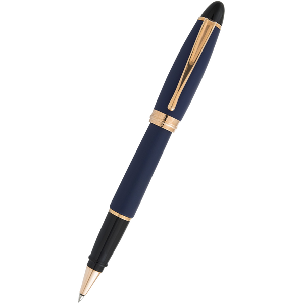 Aurora Ipsilon Rollerball Pen - Satin Blue - Rose Gold Trim-Pen Boutique Ltd