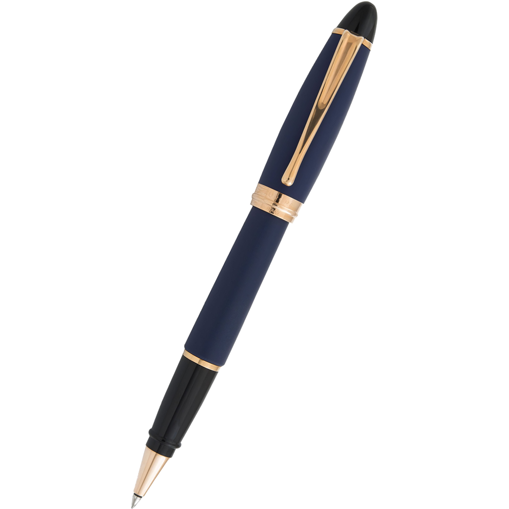 Aurora Ipsilon Rollerball Pen - Satin Blue - Rose Gold Trim-Pen Boutique Ltd