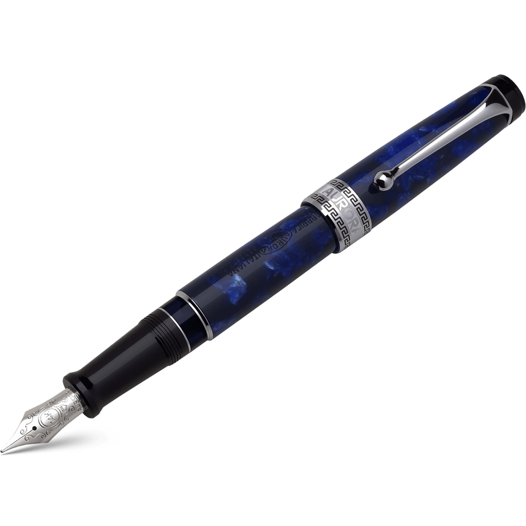 Aurora Optima Auroloide Fountain Pen - Blue - Silver Trim-Pen Boutique Ltd