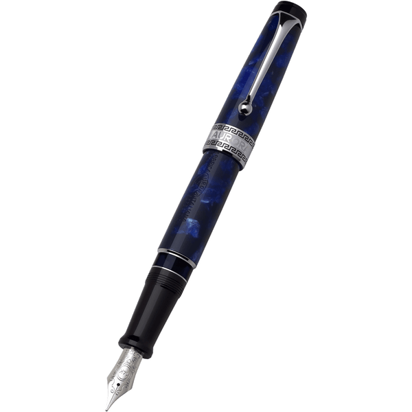 Aurora Optima Auroloide Fountain Pen - Blue - Silver Trim-Pen Boutique Ltd