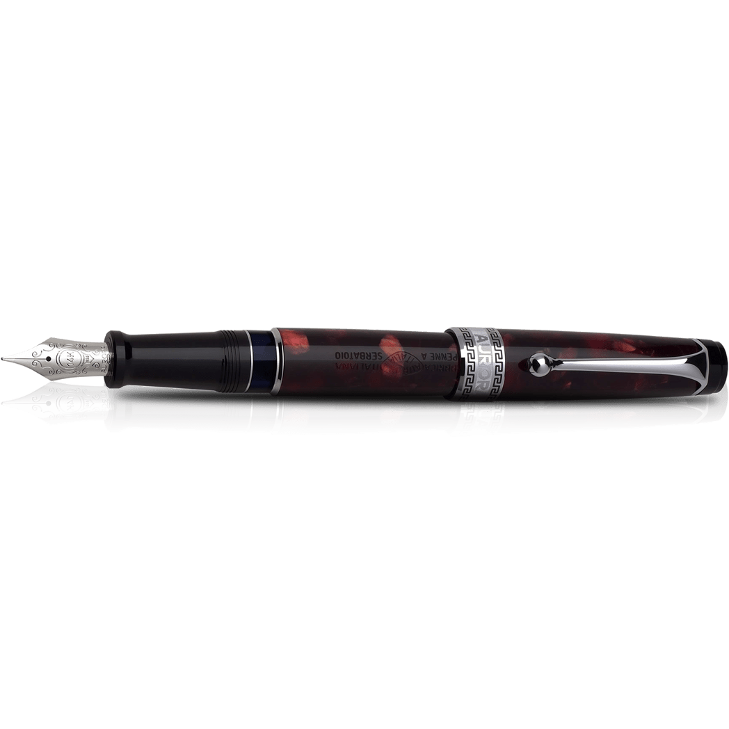 Aurora Optima Auroloide Fountain Pen - Burgundy - Silver Trim-Pen Boutique Ltd