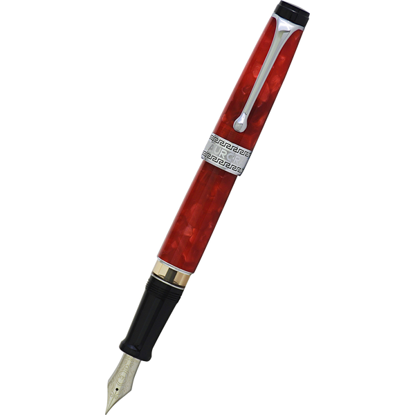 Aurora Optima Auroloide Fountain Pen - Red - Chrome Trim-Pen Boutique Ltd