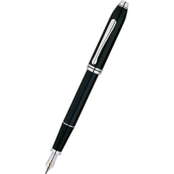 Cross Townsend Fountain Pen - Black Lacquer - Rhodium Trim - Pen