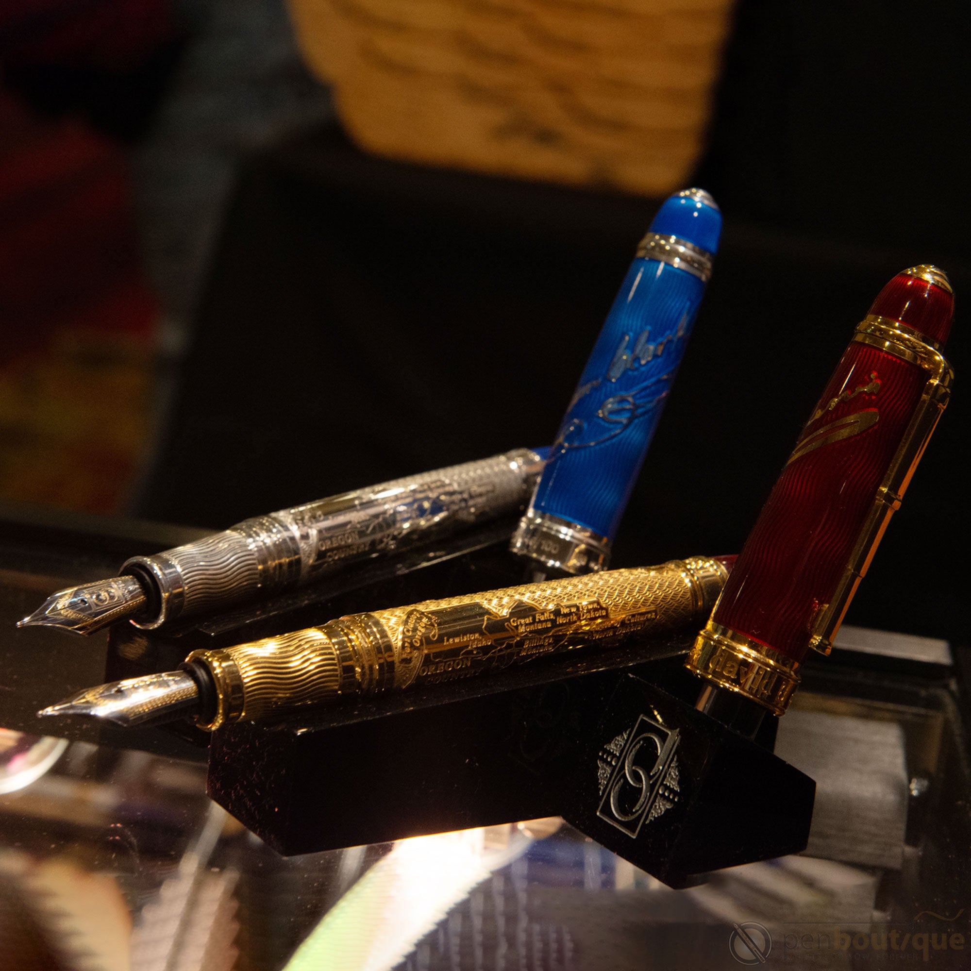 David Oscarson Meriwether Lewis Fountain Pen - Ruby Red Gold Vermeil-Pen Boutique Ltd