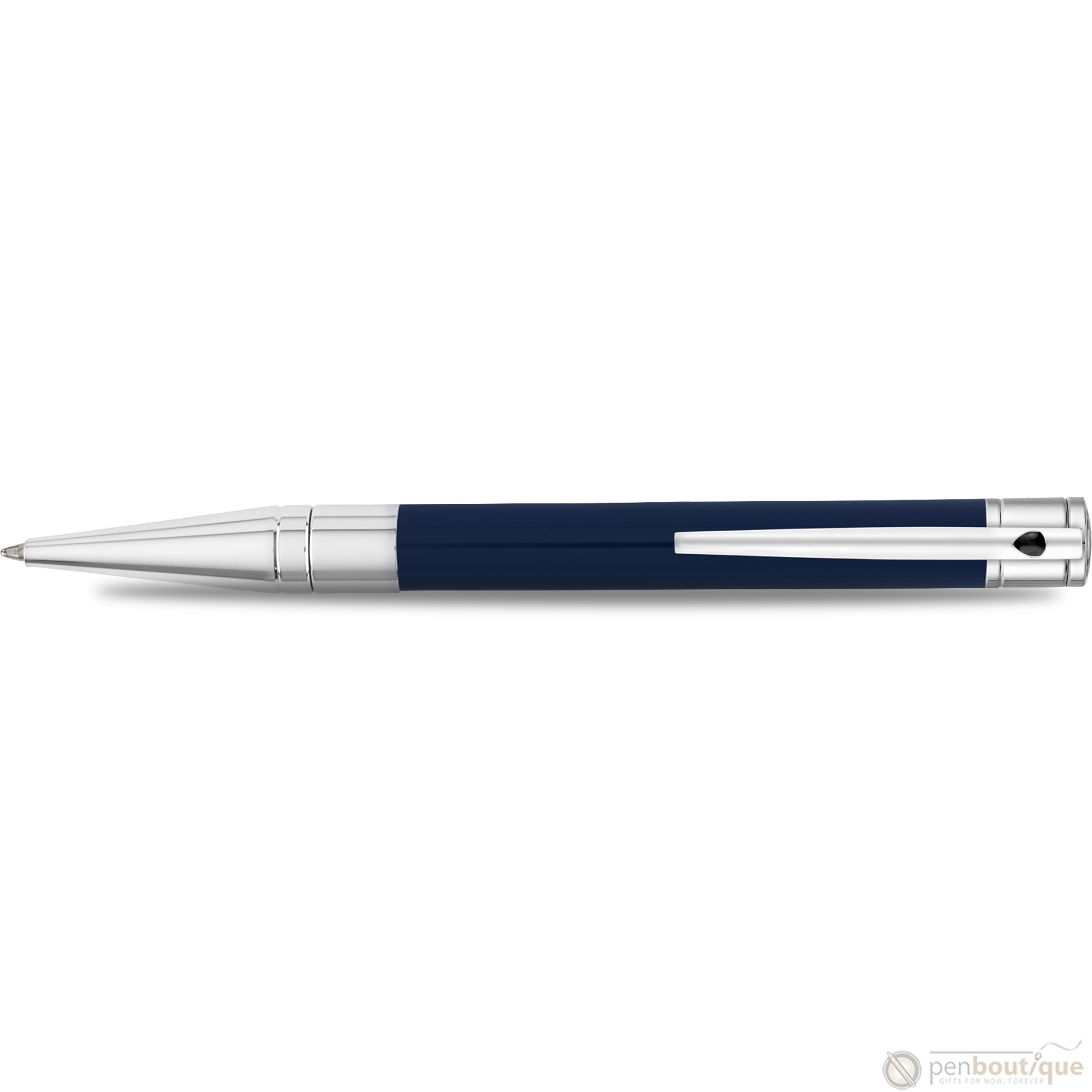 S T Dupont D-Initial Ballpoint Pen - Chrome Trim - Blue-Pen Boutique Ltd