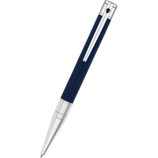 S T Dupont D-Initial Ballpoint Pen - Chrome Trim - Blue-Pen Boutique Ltd