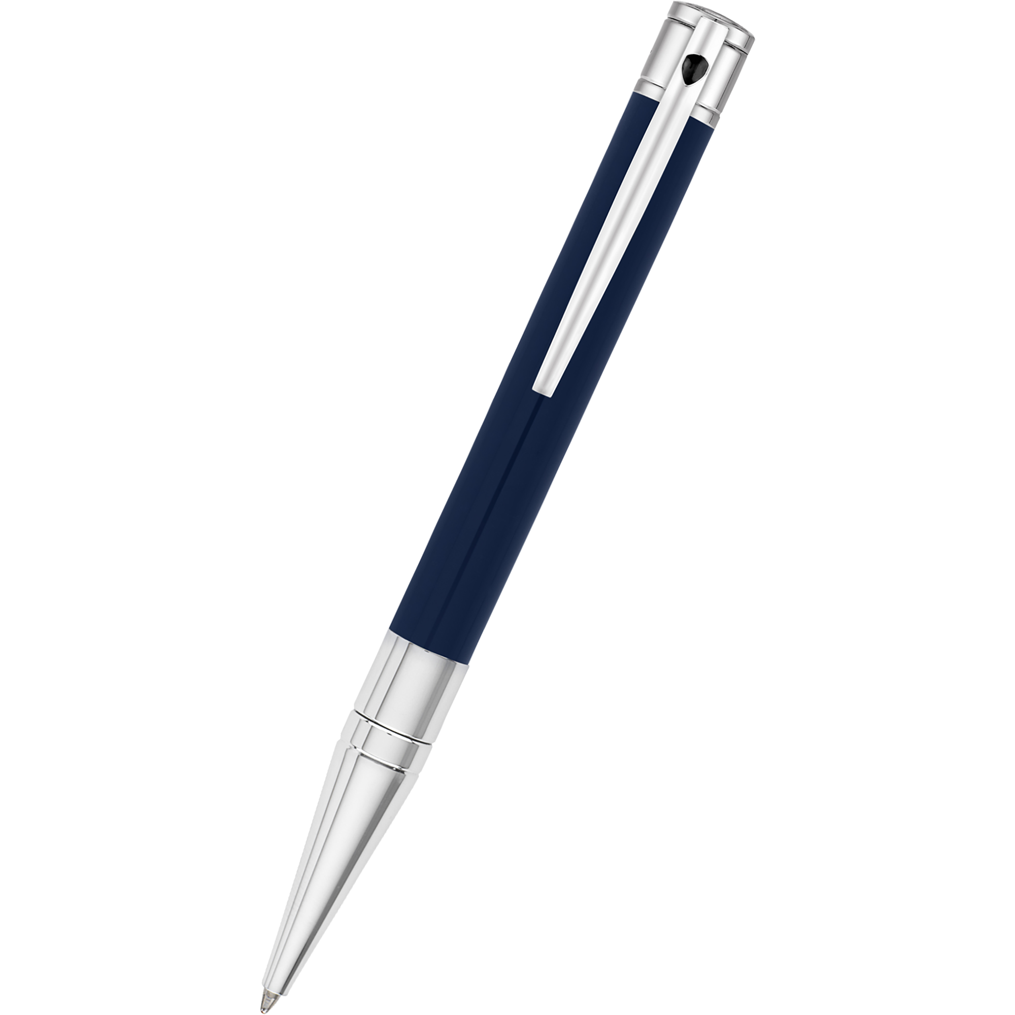 S T Dupont D-Initial Ballpoint Pen - Chrome Trim - Blue-Pen Boutique Ltd