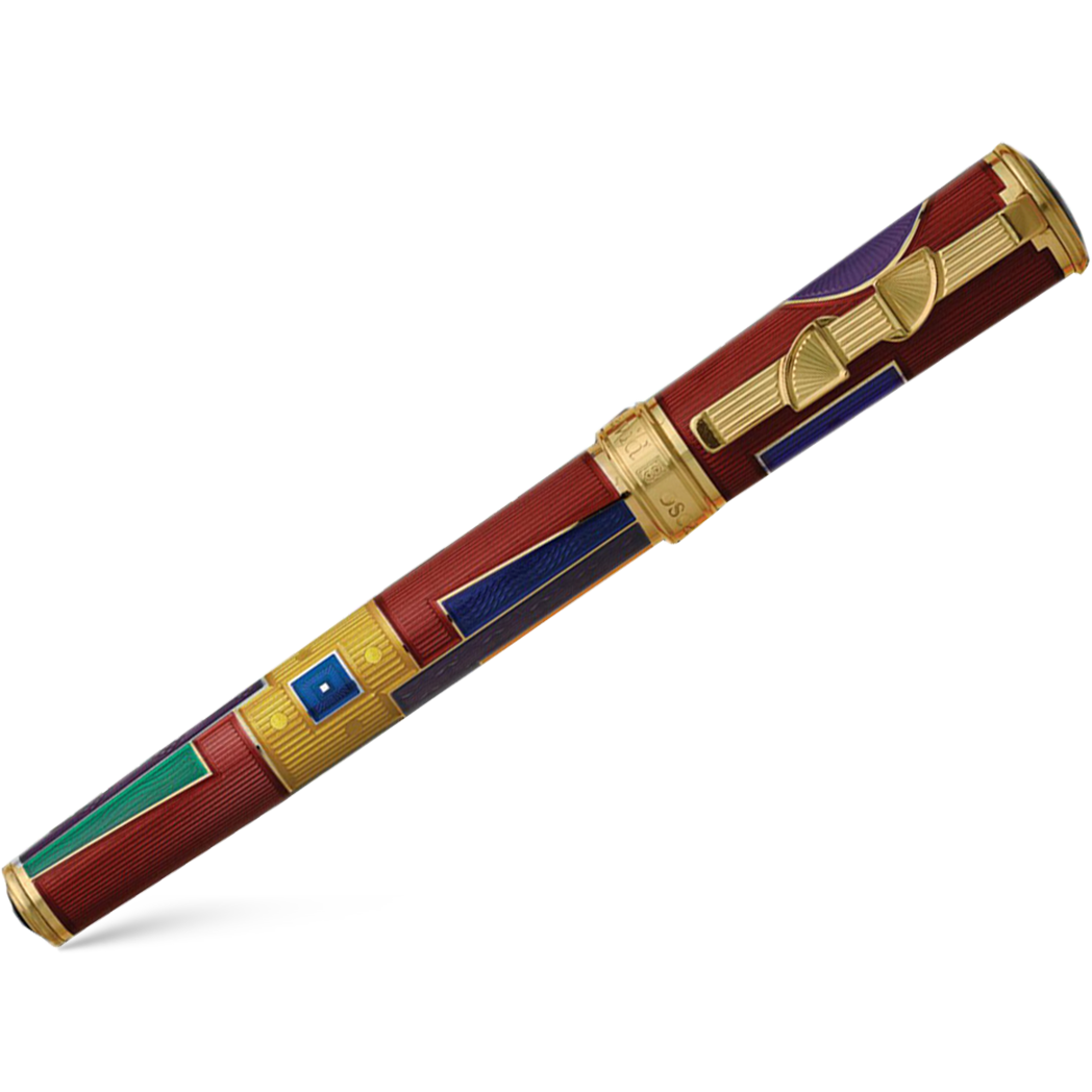 David Oscarson 15th Anniversary/American Art Deco Rollerball Pen - Translucent Ruby with Multi-colored & Gold Vermeil-Pen Boutique Ltd