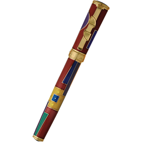 David Oscarson 15th Anniversary/American Art Deco Rollerball Pen - Translucent Ruby with Multi-colored & Gold Vermeil-Pen Boutique Ltd