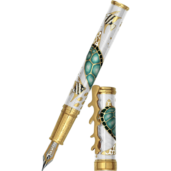 David Oscarson Sea Turtle Fountain Pen - White-Pen Boutique Ltd