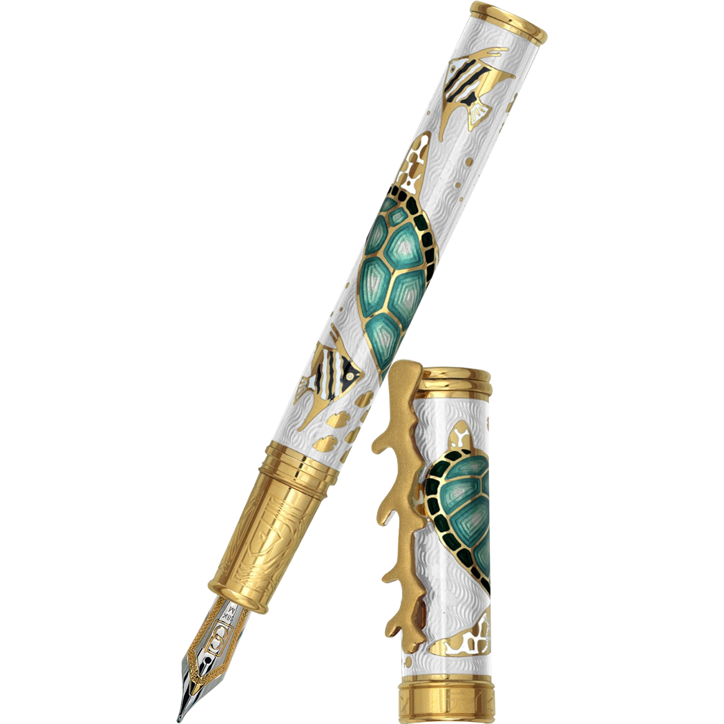 David Oscarson Sea Turtle Fountain Pen - White-Pen Boutique Ltd