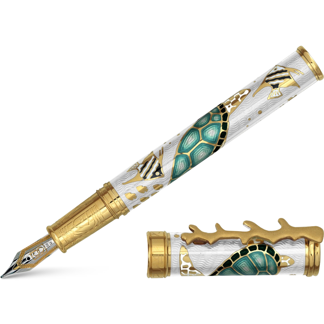 David Oscarson Sea Turtle Fountain Pen - White-Pen Boutique Ltd