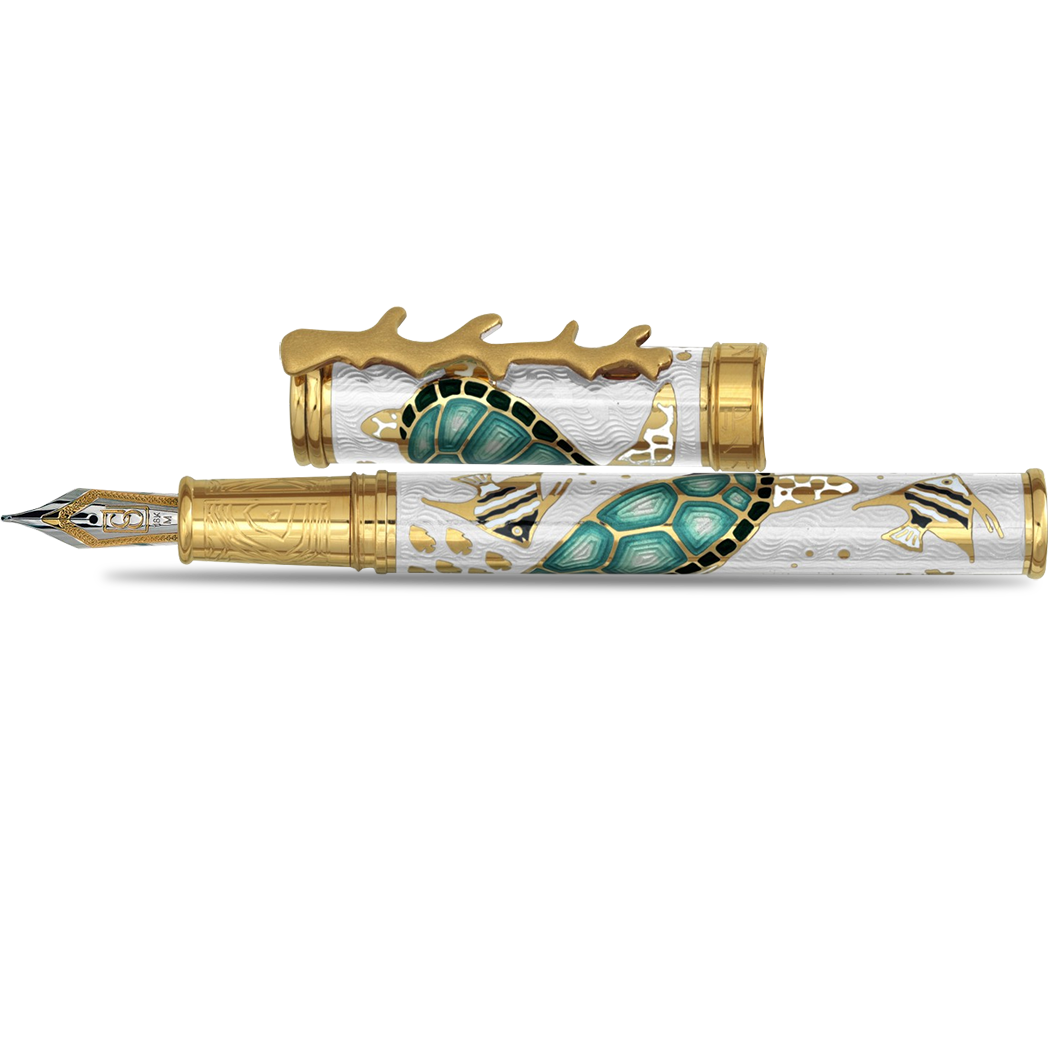 David Oscarson Sea Turtle Fountain Pen - White-Pen Boutique Ltd