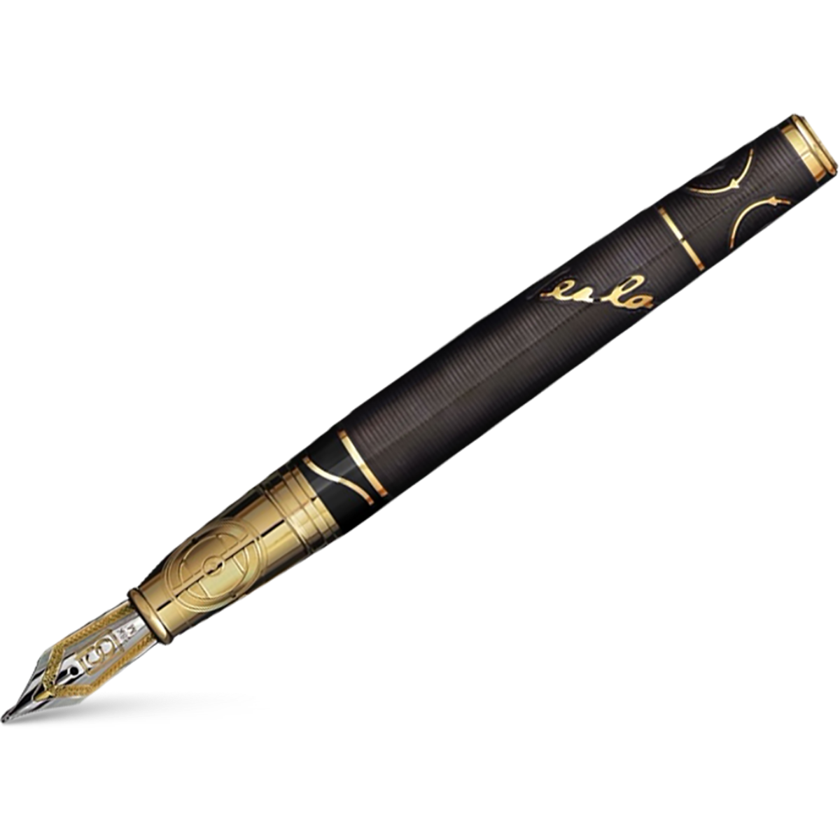 David Oscarson Tesla Fountain Pen - Translucent Black - Gold Trim-Pen Boutique Ltd