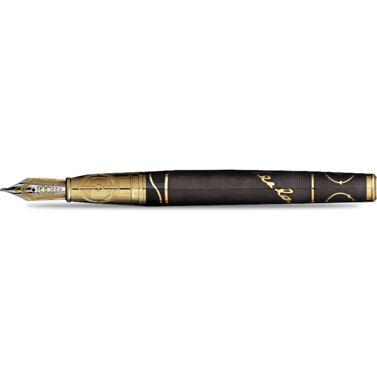 David Oscarson Tesla Fountain Pen - Translucent Black - Gold Trim-Pen Boutique Ltd