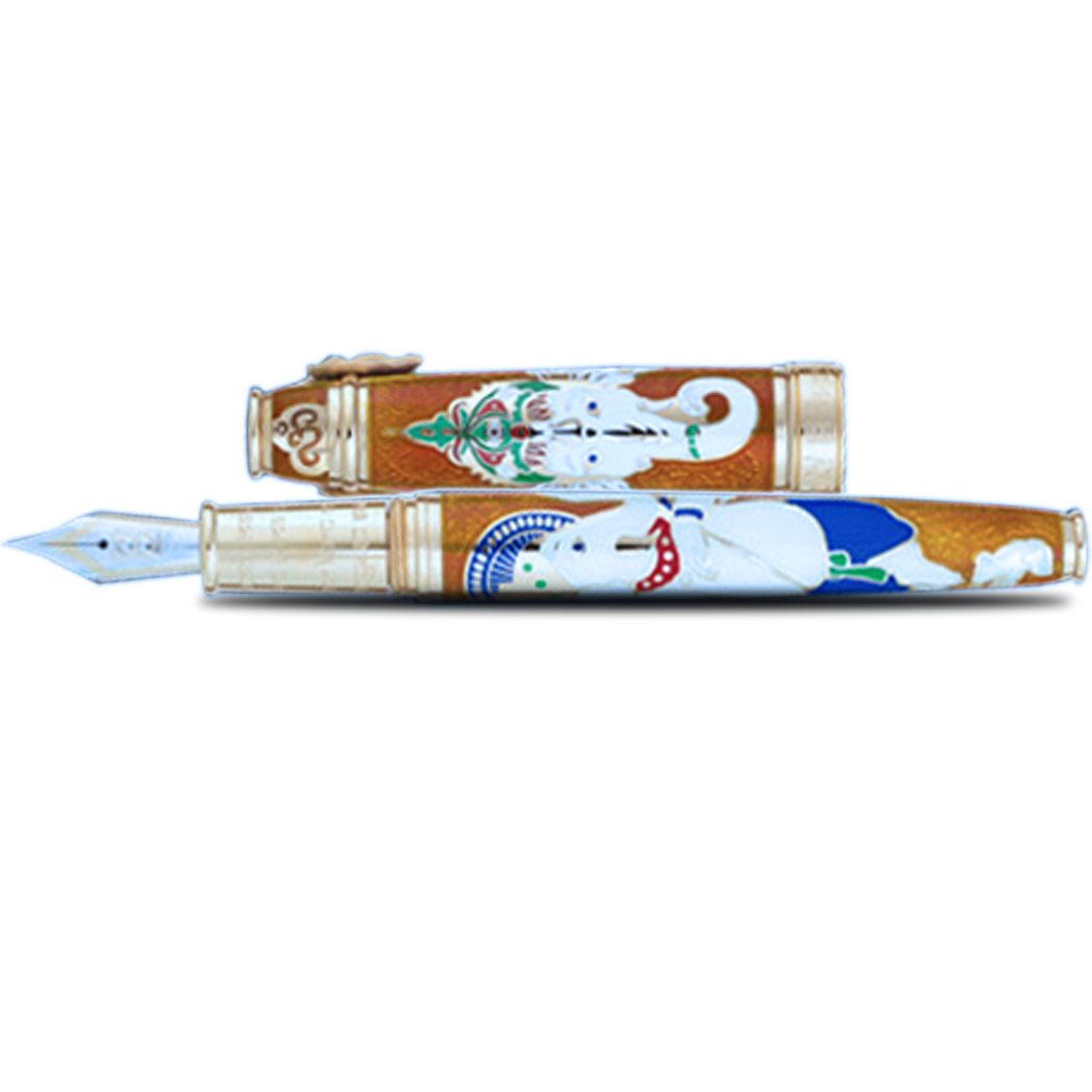 David Oscarson Lord Ganesha Fountain Pen - Saffron 02