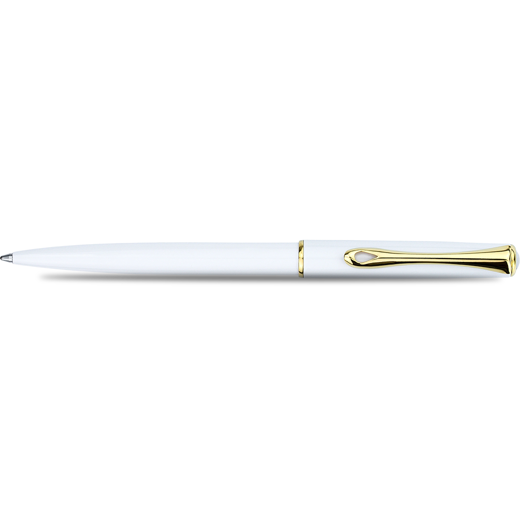 Diplomat Traveller EasyFLOW Ballpoint Pen - Snowwhite - Gold Trim-Pen Boutique Ltd