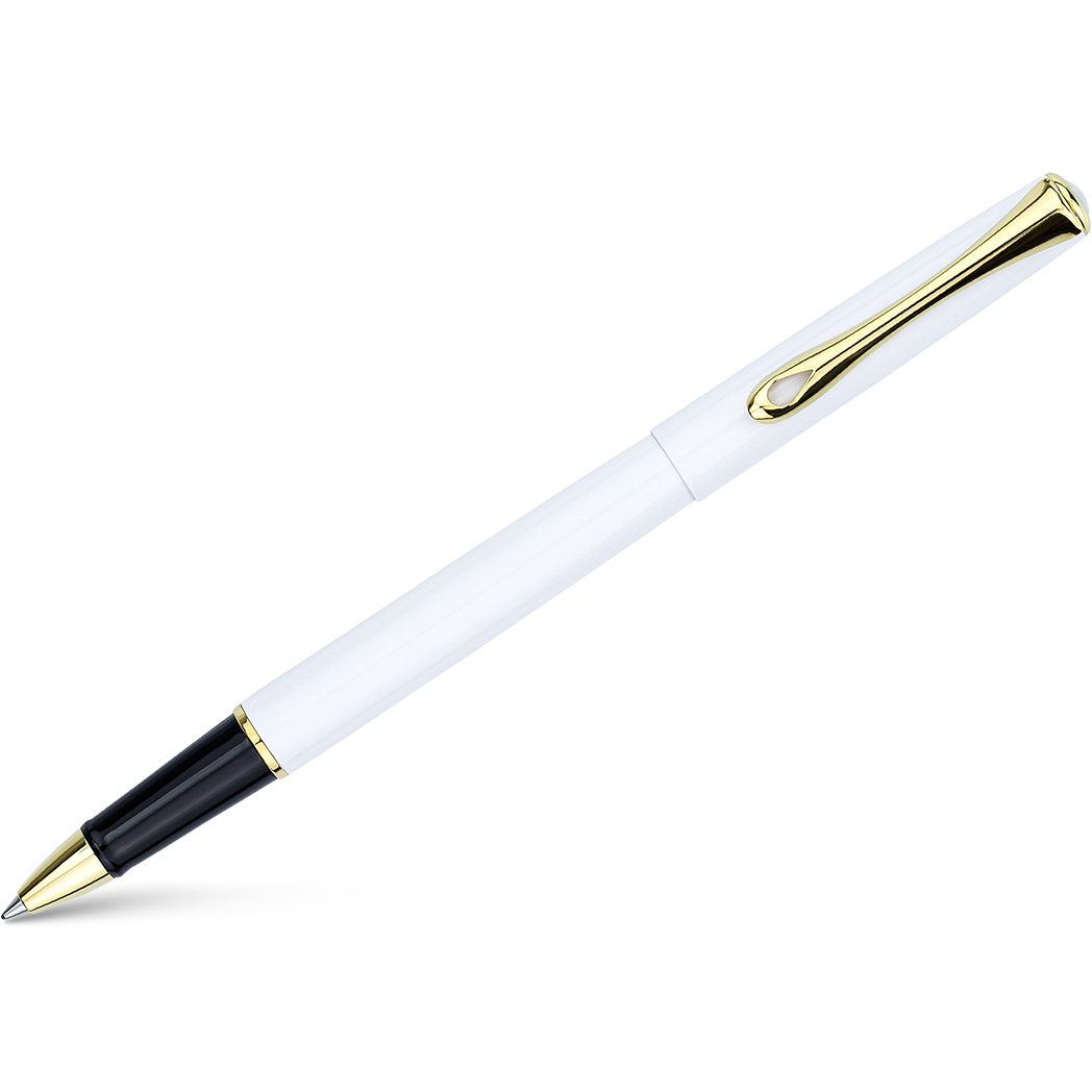 Diplomat Traveller Rollerball Pen - Snowwhite - Gold Trim-Pen Boutique Ltd