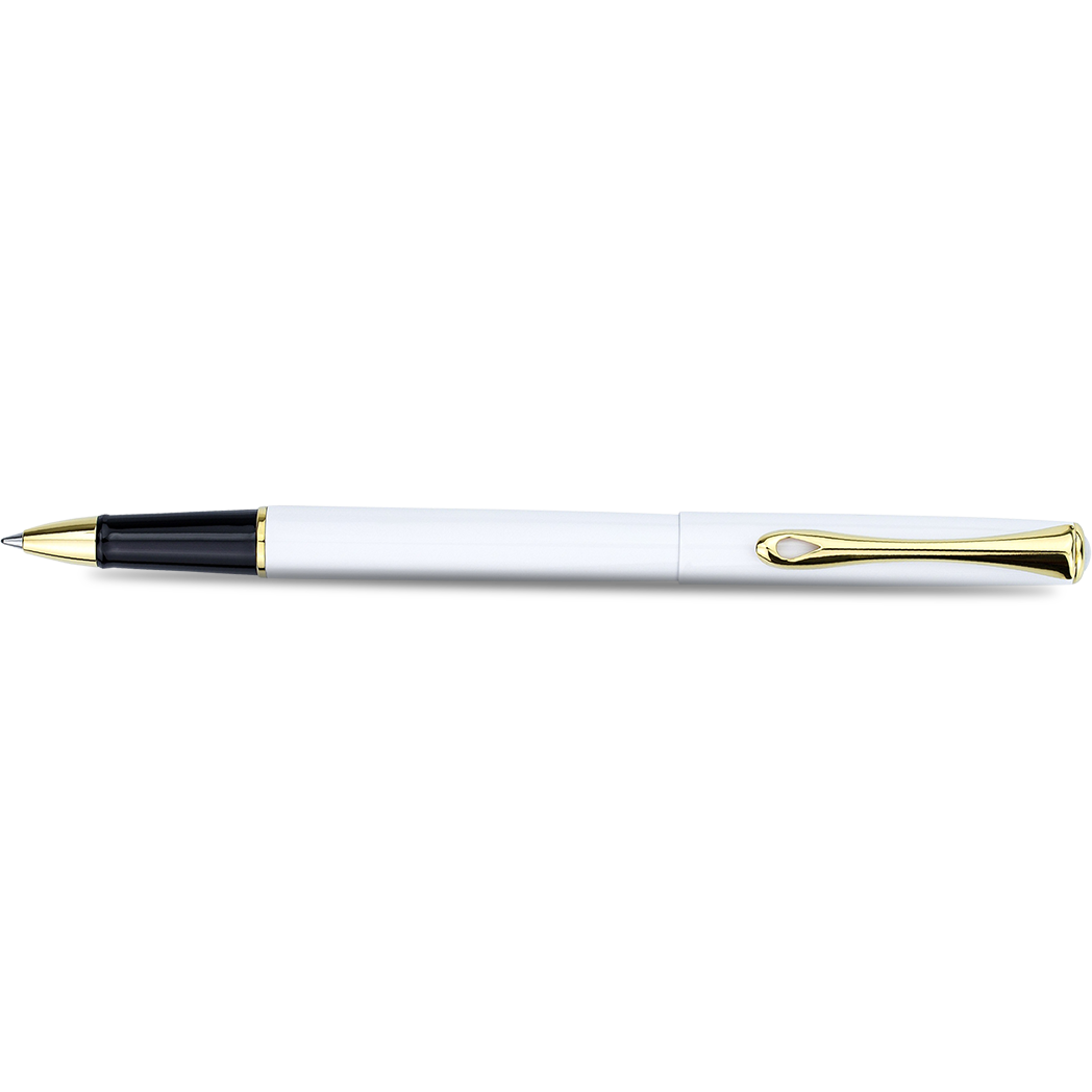 Diplomat Traveller Rollerball Pen - Snowwhite - Gold Trim-Pen Boutique Ltd