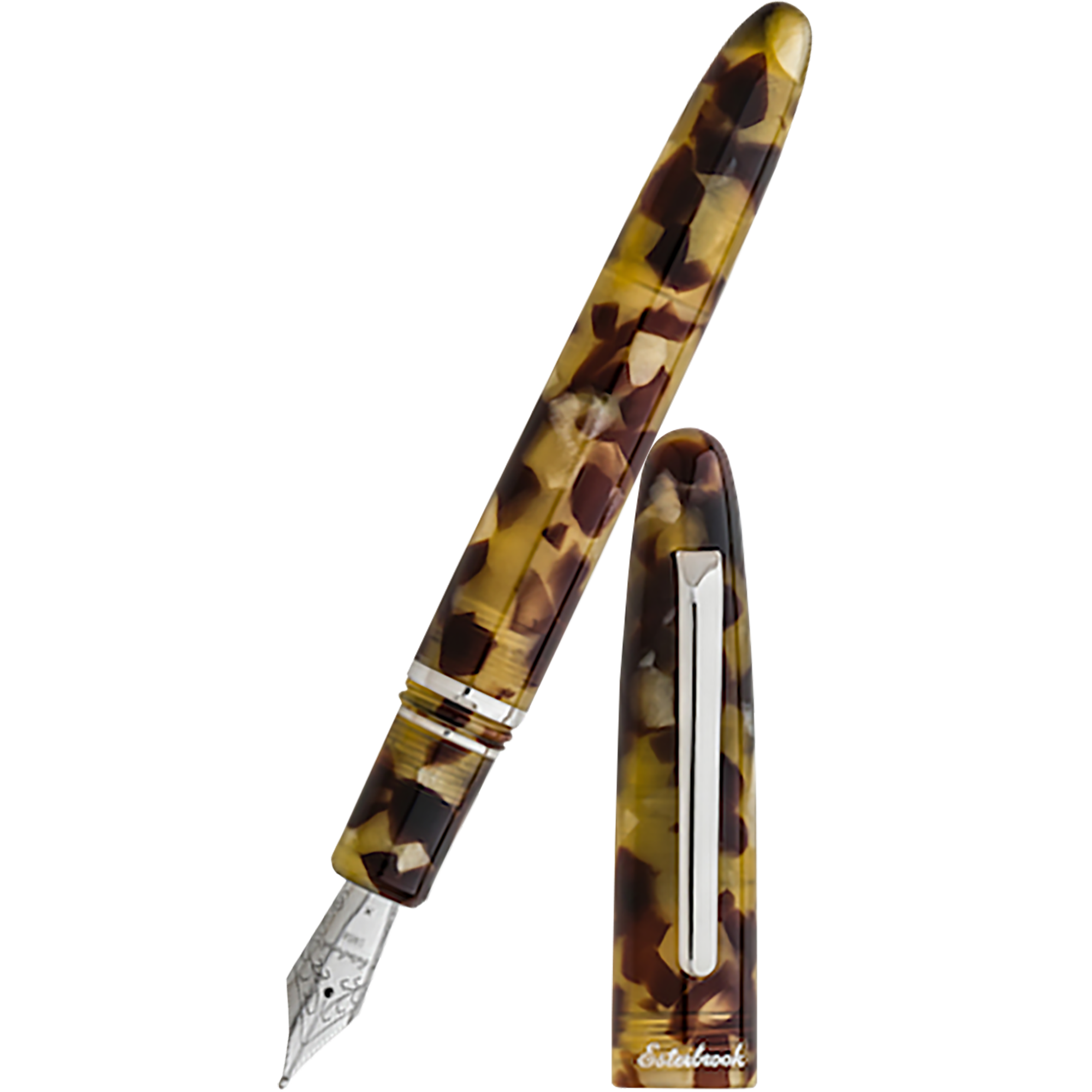 Esterbrook Estie Fountain Pen - Tortoise - Chrome Trim-Pen Boutique Ltd