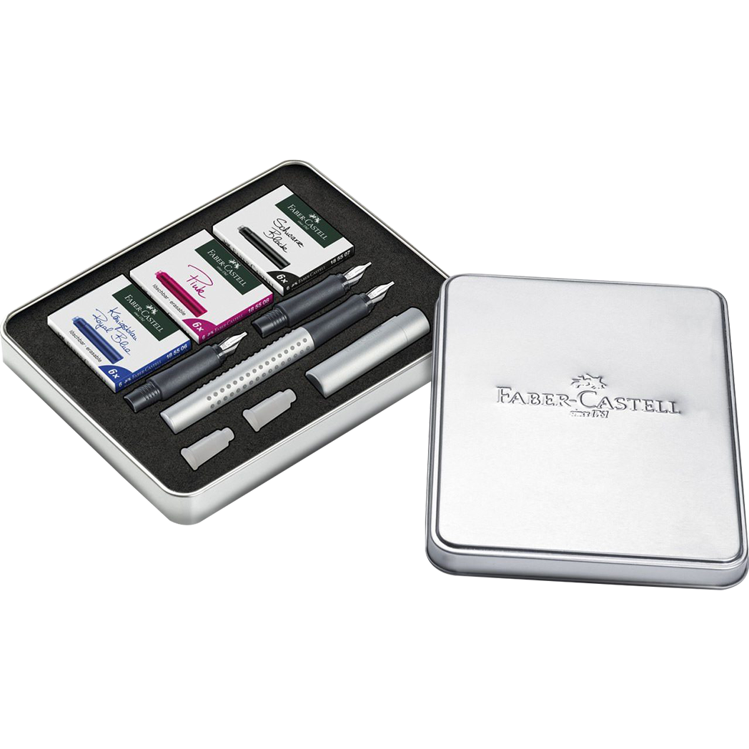 Faber Castell Grip 2011 Calligraphy Gift Tin - Silver-Pen Boutique Ltd