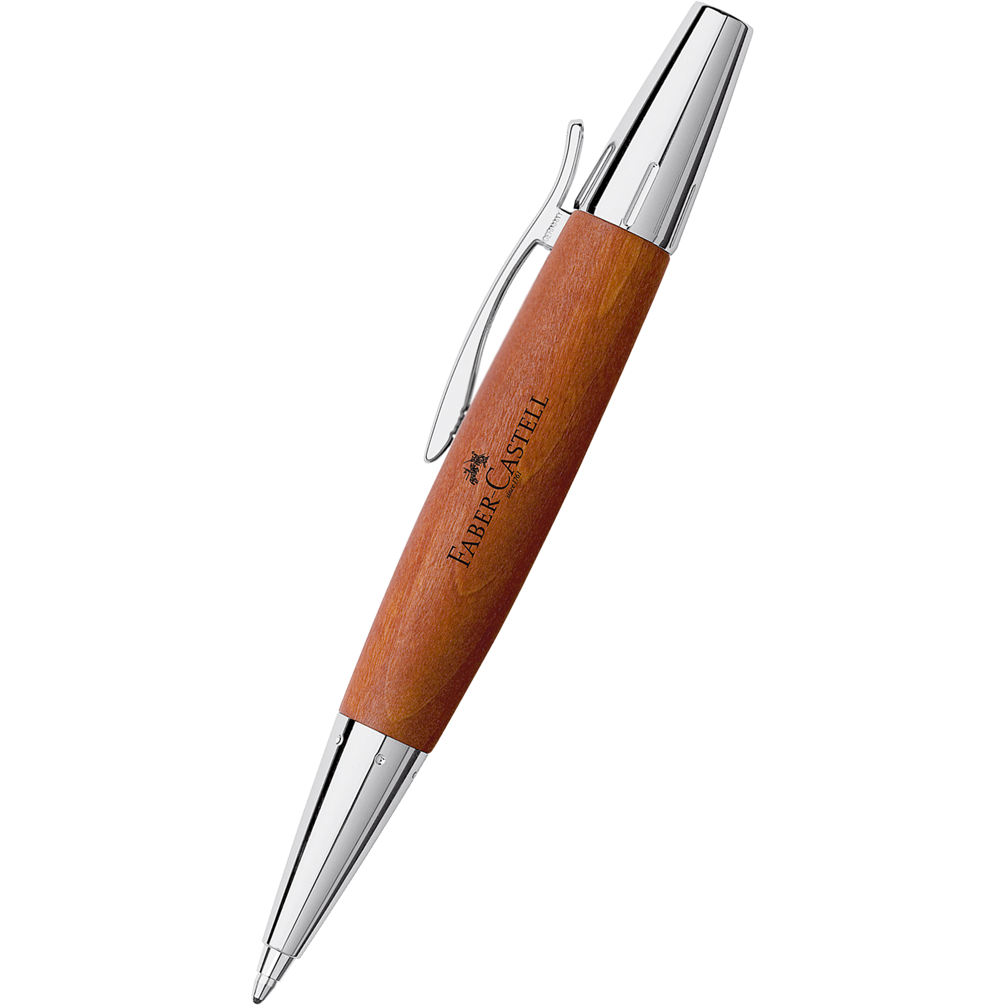 Faber-Castell E-Motion, Pearwood, Brown/Chrome Ballpoint Pen-Pen Boutique Ltd