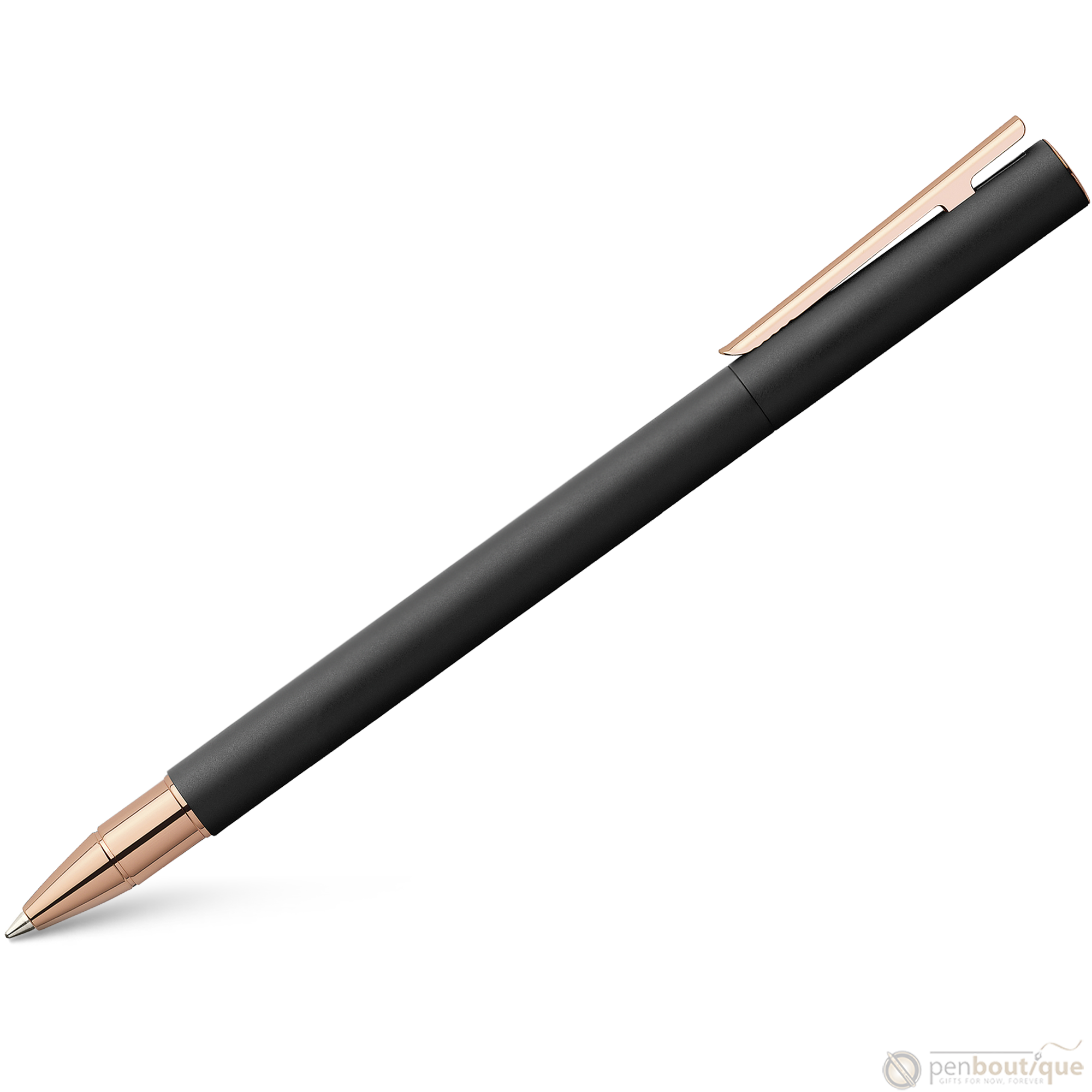 Faber Castell NEO Slim Rollerball Pen - Black Matte w/ Rose Gold-Pen Boutique Ltd