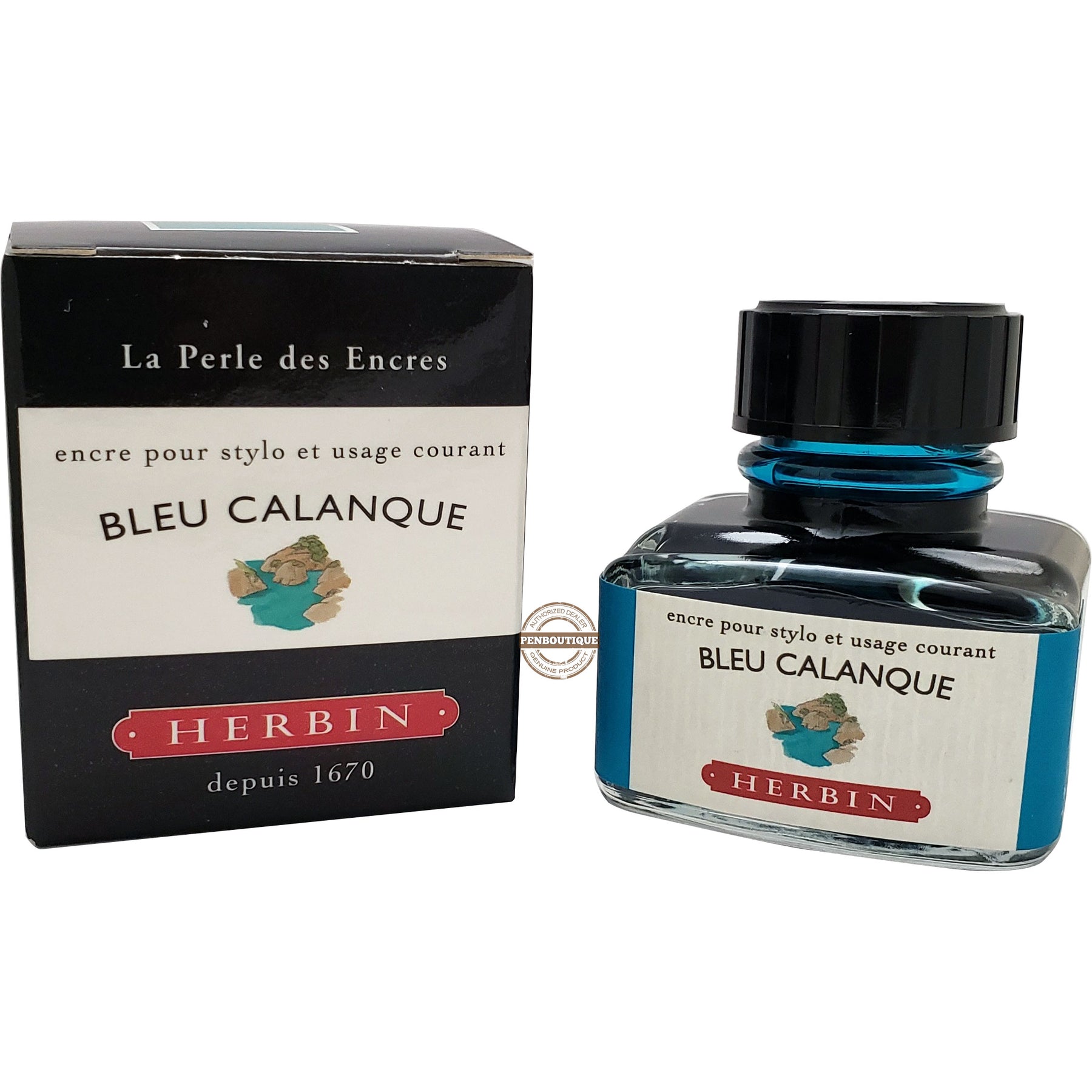 J. Herbin Ink Bottle - Bleu Calanque - 30ml - Pen Boutique Ltd