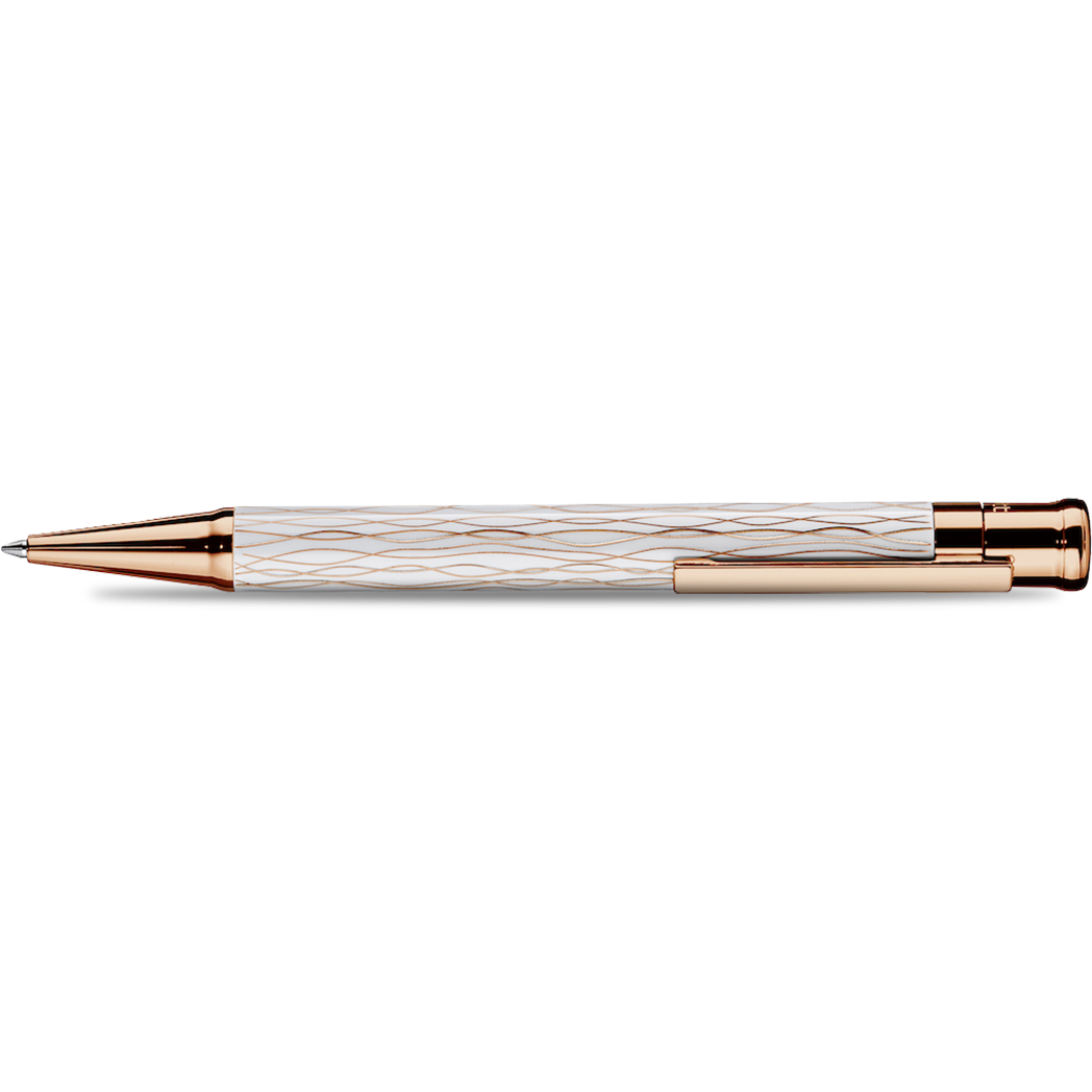 Otto Hutt Design 4 Ballpoint Pen - White Wave - Rose Gold Trim-Pen Boutique Ltd