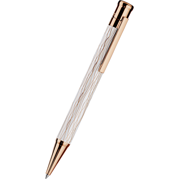 Otto Hutt Design 4 Ballpoint Pen - White Wave - Rose Gold Trim-Pen Boutique Ltd