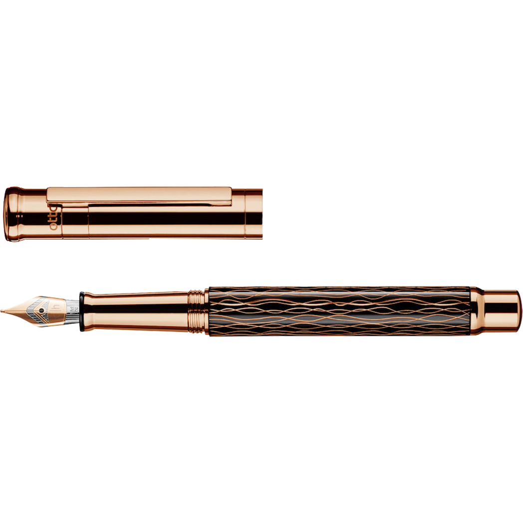 Otto Hutt Design 4 Fountain Pen - Black Rose Wave - 18K Gold Nib-Pen Boutique Ltd