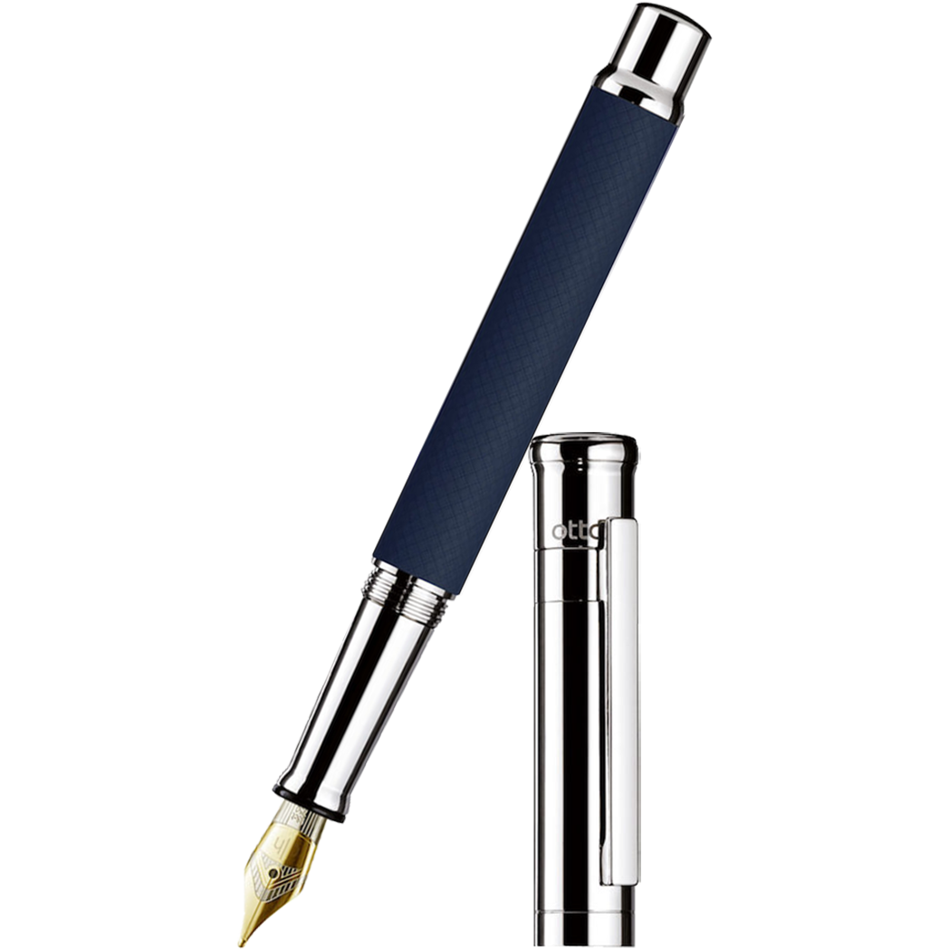 Otto Hutt Design 4 Fountain Pen - Blue Matte Guilloche - 18K Gold Nib-Pen Boutique Ltd