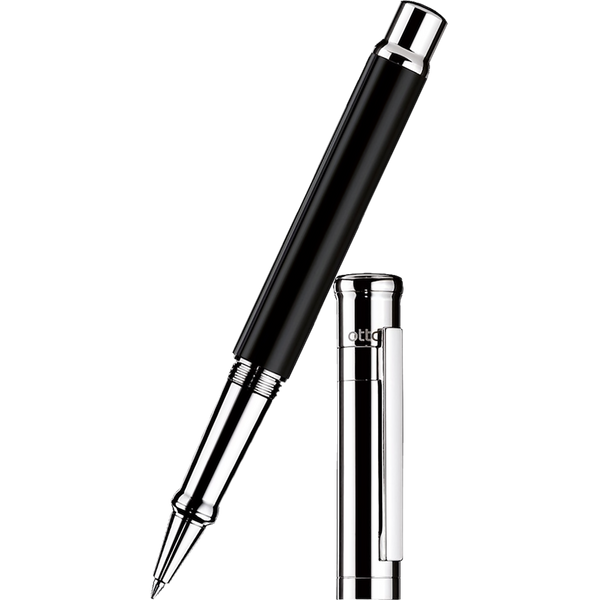 Otto Hutt Design 4 Rollerball Pen - Black - Platinum Trim-Pen Boutique Ltd